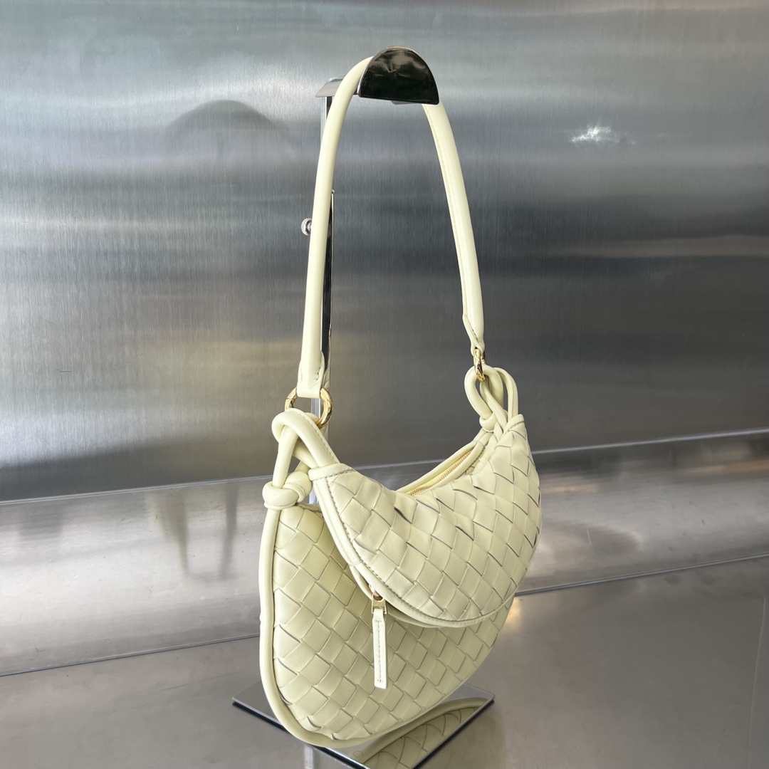 Small Gemelli Intrecciato Leather Shoulder Bag Cream